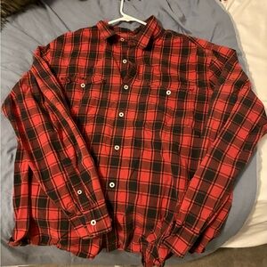 American Eagle Outfitters Athletic Fit Collared Red Plaid Button Up SIZE XXL
